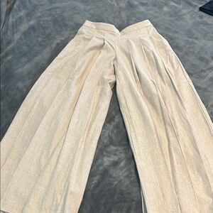 Banana Republic Cream Wide-Leg Pleated Trousers